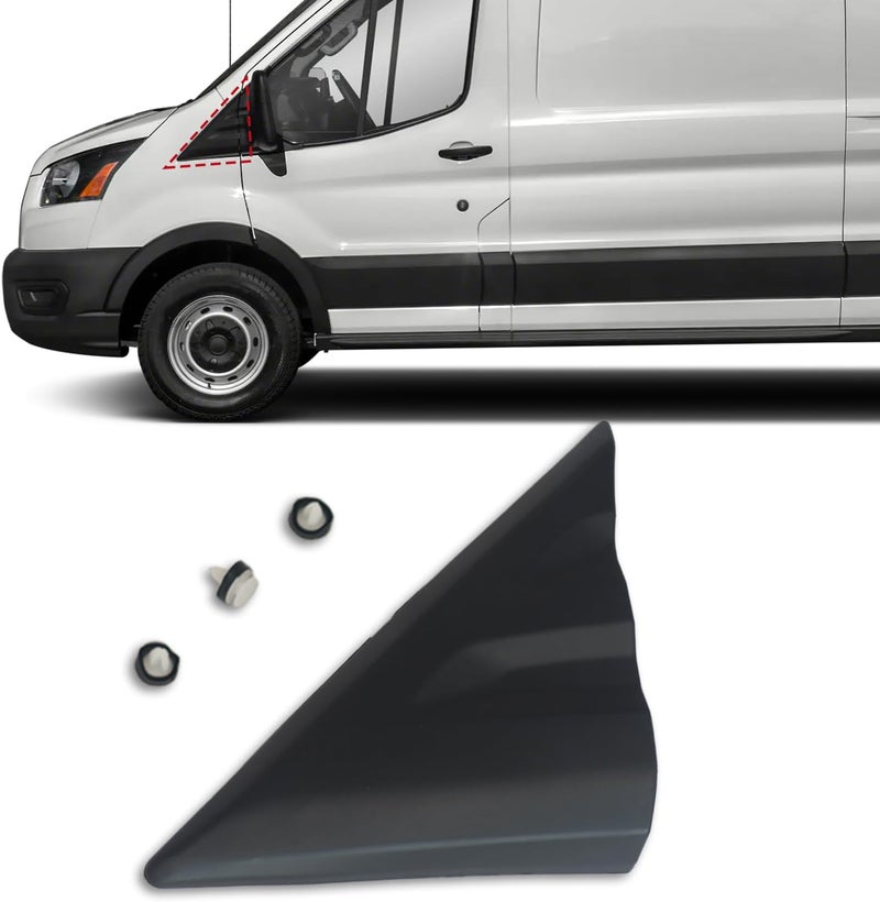 APASQRO Exterior Fender Upper A-Pillar Mirror Corner Molding Panel Plastic Trim Fits For Transit 150 250 350 350HD 2015 2016 2017 2018 2019 2020 2021, Left Side - Image 1